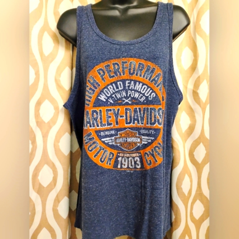 Harley-Davidson Navy Tank with Orange Logo